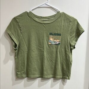 Billabong Olive Green Cropped T-Shirt